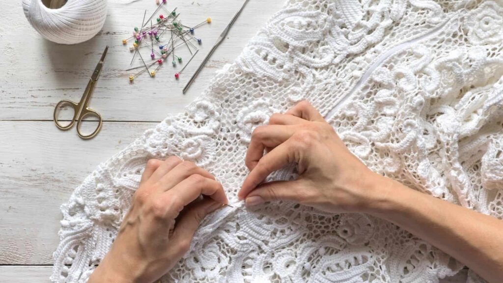 business woman designing a wedding dress